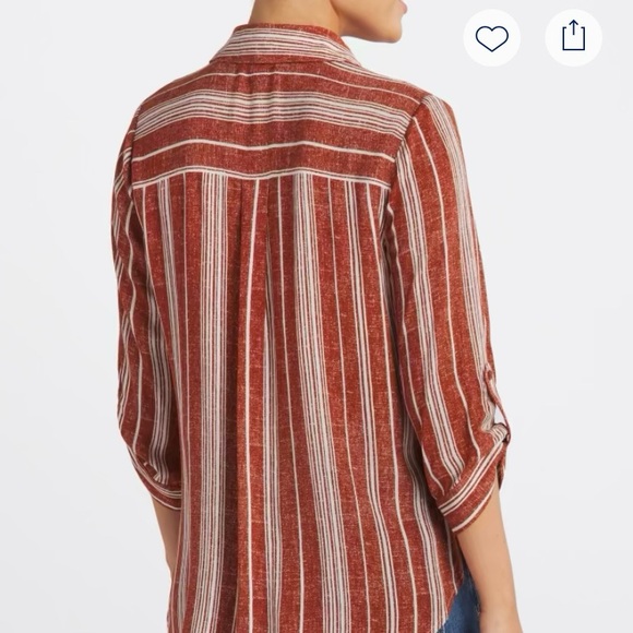 NWOT Rust 3/4 Sleeve Button Down Shirt with Tie Front - Picture 2 of 7